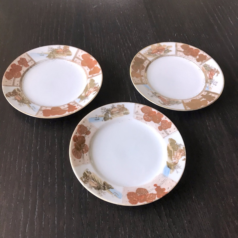 Set of 3 Antique Japanese Plates